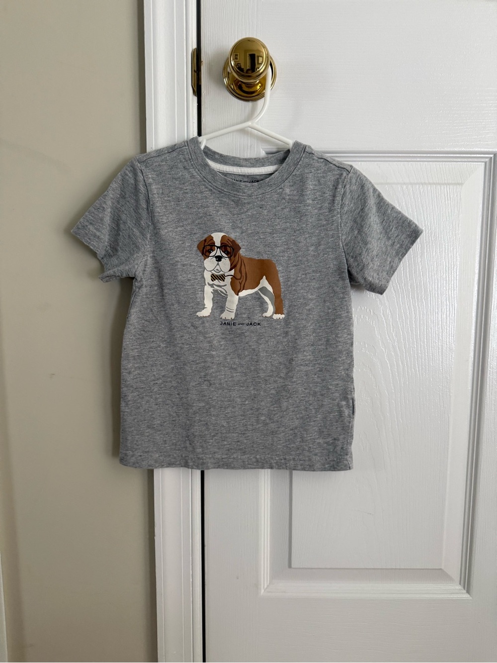 Janie and Jack Boys' Gray Bulldog Graphic Tee size 4
